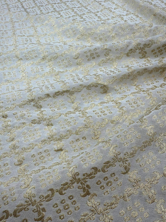KHADDI GEORGETTE BANDHANI JAAL FABRIC WITH WATER ZARI - DYEABLE