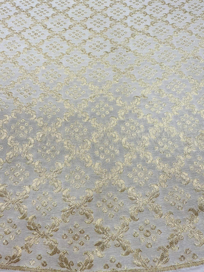 KHADDI GEORGETTE BANDHANI JAAL FABRIC WITH WATER ZARI - DYEABLE