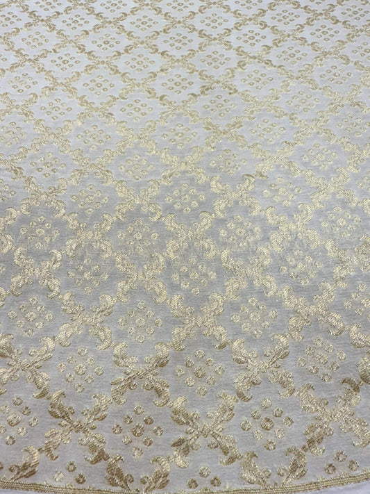 KHADDI GEORGETTE BANDHANI JAAL FABRIC WITH WATER ZARI - DYEABLE