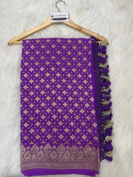 KHADDI GEORGETTE BOOTI DESIGN DUPATTA WITH WATER ZARI – MOFF