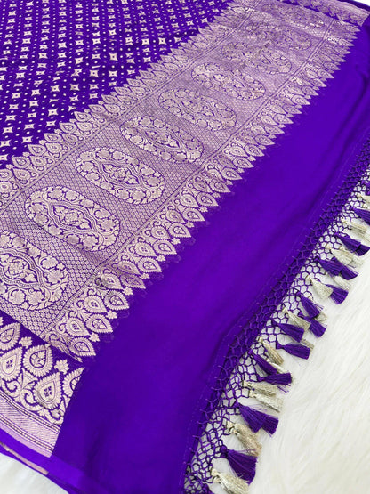 KHADDI GEORGETTE BOOTI DESIGN DUPATTA WITH WATER ZARI – PURPLE