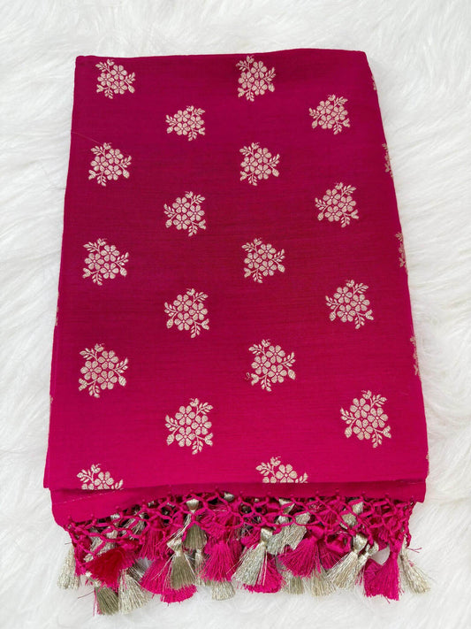 KHADDI MOONGA GEORGETTE BOOTI DESIGN DUPATTA WITH WATER ZARI – RANI MAGENTA