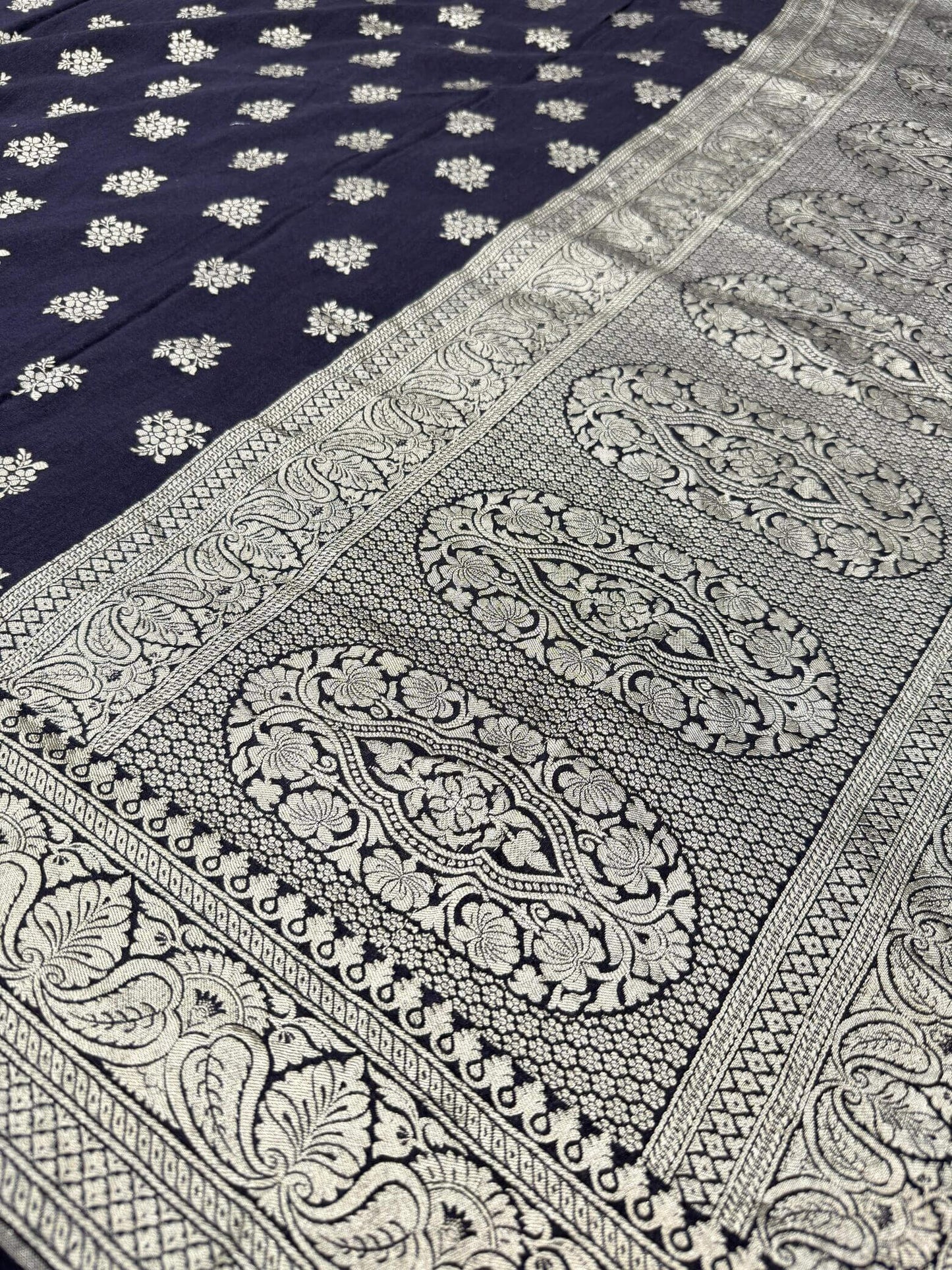 KHADDI MOONGA GEORGETTE BOOTI DESIGN DUPATTA WITH WATER ZARI – WINE