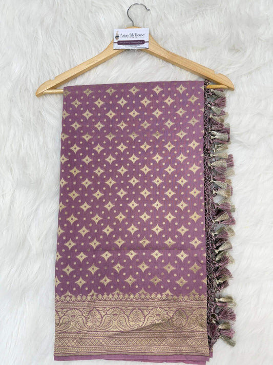 KHADDI MOONGA SILK BOOTI DESIGN DUPATTA WITH WATER ZARI – LIGHT ONION
