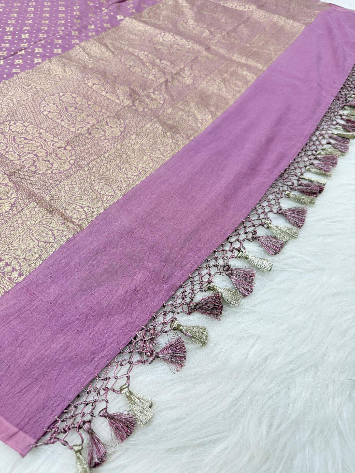 KHADDI MOONGA SILK BOOTI DESIGN DUPATTA WITH WATER ZARI – LIGHT ONION