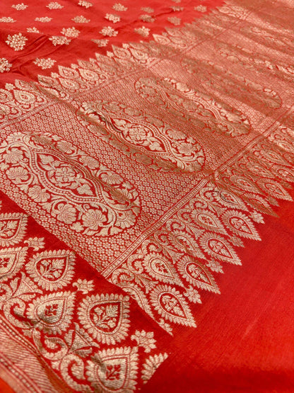 KHADDI MOONGA SILK BOOTI DESIGN DUPATTA WITH WATER ZARI – DARK PEACH