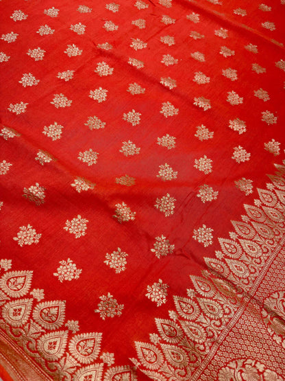 KHADDI MOONGA SILK BOOTI DESIGN DUPATTA WITH WATER ZARI – DARK PEACH