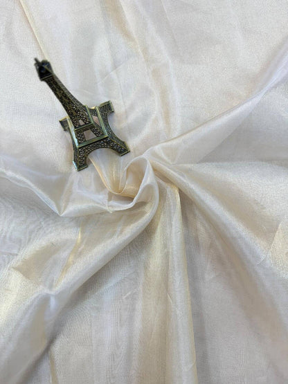PURE TISSUE PLAIN SILK FABRIC – GOLDEN (RESHAMI ZARI WEAVE, DYEABLE, PER METER)