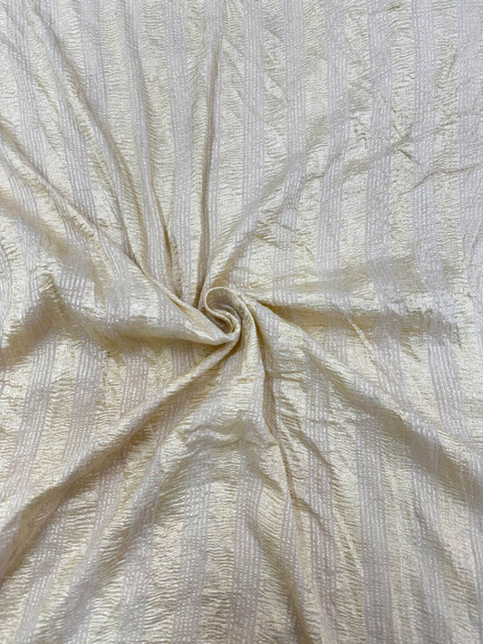 MOONGA CRUSHED STRIPE FABRIC WITH WATER ZARI - DYEABLE