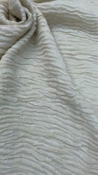 PURE CHIFFON CRUSHED SILK FABRIC – GOLDEN (RESHAMI ZARI WEAVE, DYEABLE, PER METER)