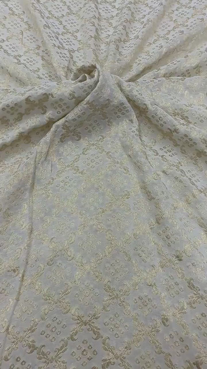 KHADDI GEORGETTE BANDHANI JAAL FABRIC WITH WATER ZARI - DYEABLE