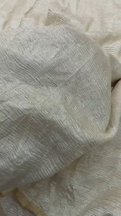 PURE CHIFFON CRUSHED SILK FABRIC – WATER (RESHAMI ZARI WEAVE, DYEABLE, PER METER)