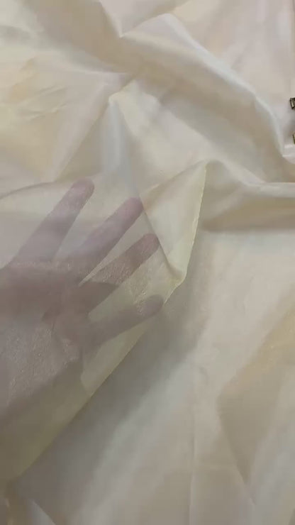 PURE TISSUE PLAIN SILK FABRIC – GOLDEN (RESHAMI ZARI WEAVE, DYEABLE, PER METER)