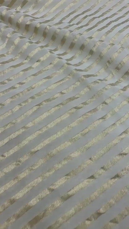 KHADDI GEORGETTE AADA DESIGN FABRIC WITH WATER ZARI - DYEABLE