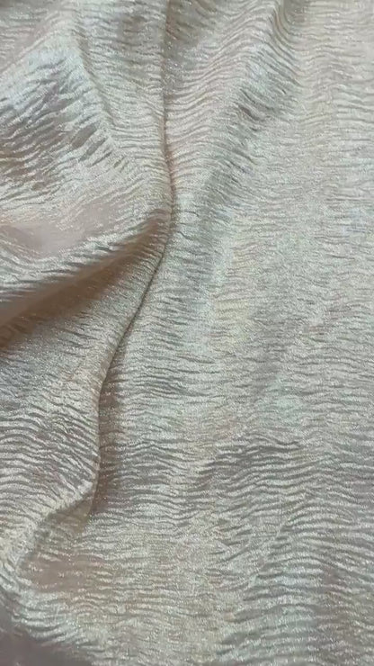PURE CHIFFON CRUSHED SILK FABRIC – GOLDEN (RESHAMI ZARI WEAVE, DYEABLE, PER METER)
