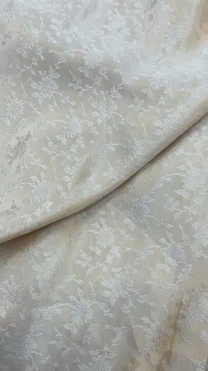PURE KATAN TISSUE MEENAKARI TANCHOI JAAL FABRIC – GOLDEN (RESHAMI ZARI WEAVE, DYEABLE, PER METER)