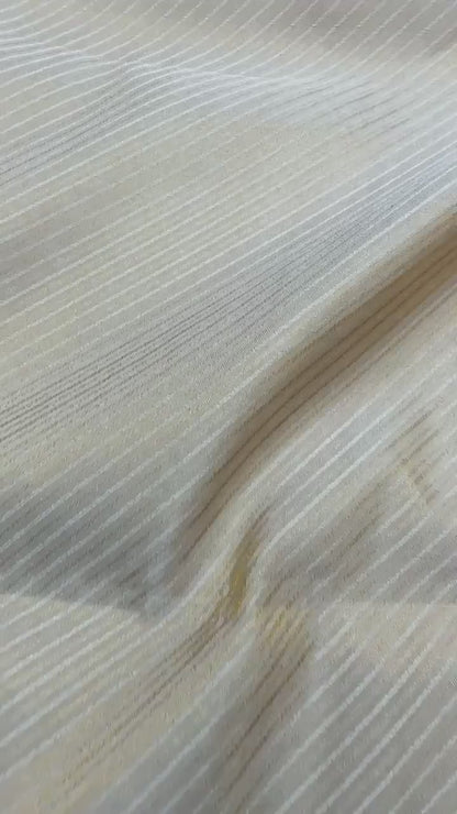 PURE KATAN TISSUE STRIPE FABRIC – GOLDEN (RESHAMI ZARI WEAVE, DYEABLE, PER METER)